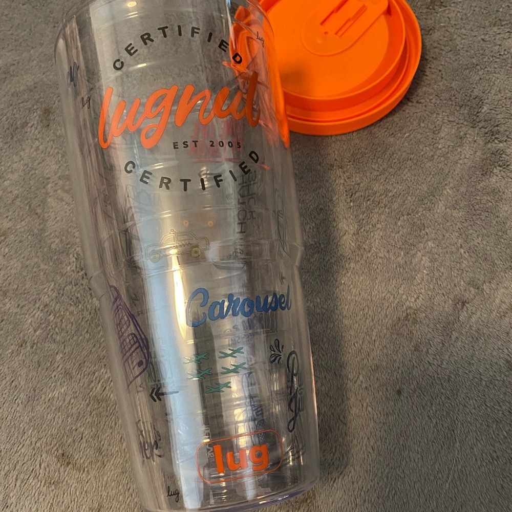 Lug Certified Travel Tumbler with Orange Lid - Lugnut Design-New,no Box Large